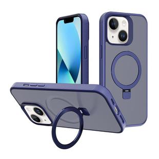 For iPhone 13 Kalebol Frosted MagSafe Holder PC Phone Case(Royal Blue)