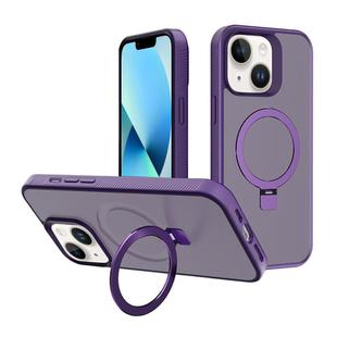 For iPhone 13 Kalebol Frosted MagSafe Holder PC Phone Case(Dark Purple)