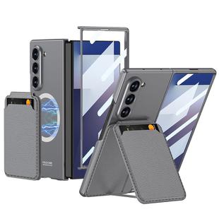 For Samsung Galaxy Z Fold7 5G GKK Integrated Magnetic Folding Card Bag Phone Case(Grey)
