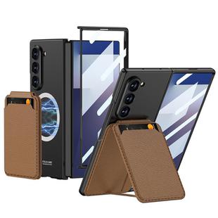 For Samsung Galaxy Z Fold7 5G GKK Integrated Magnetic Folding Card Bag Phone Case(Brown)