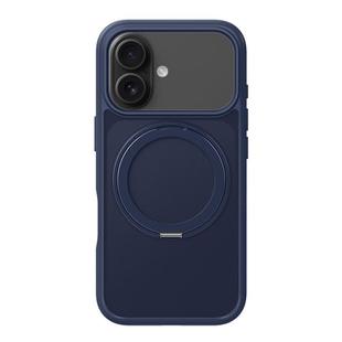 For iPhone 17 Kalebol Frosted MagSafe Holder Acrylic Hybrid TPU Phone Case(Navy Blue)