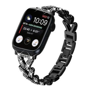 For Apple Watch 42 / 44 / 45 / 46 / 49mm 20mm xDfind Small Twist Diamond Metal Watch Band(Black)