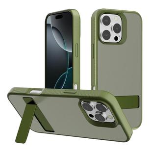 For iPhone 16 Pro Max Kalebol Frosted Holder PC Hybrid TPU Phone Case(Deep Green)