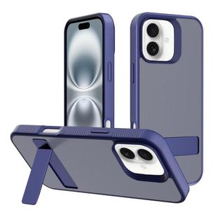 For iPhone 16 Kalebol Frosted Holder PC Hybrid TPU Phone Case(Royal Blue)