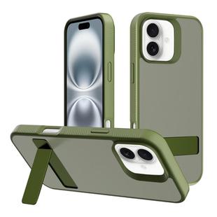 For iPhone 16 Kalebol Frosted Holder PC Hybrid TPU Phone Case(Deep Green)