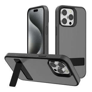For iPhone 15 Pro Kalebol Frosted Holder PC Hybrid TPU Phone Case(Black)