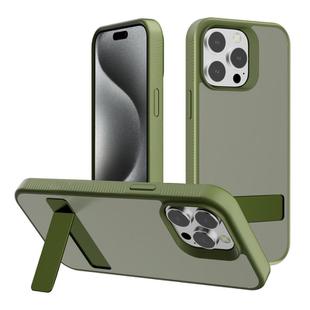 For iPhone 15 Pro Kalebol Frosted Holder PC Hybrid TPU Phone Case(Deep Green)