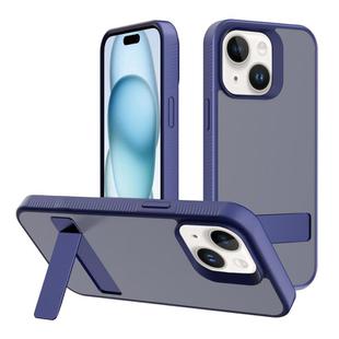 For iPhone 15 Plus Kalebol Frosted Holder PC Hybrid TPU Phone Case(Royal Blue)