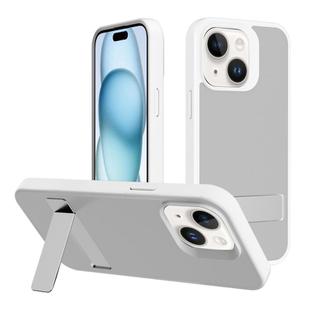 For iPhone 15 Kalebol Frosted Holder PC Hybrid TPU Phone Case(White)