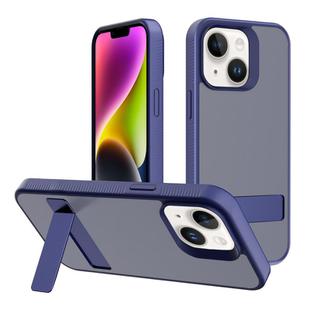 For iPhone 14 Kalebol Frosted Holder PC Hybrid TPU Phone Case(Royal Blue)
