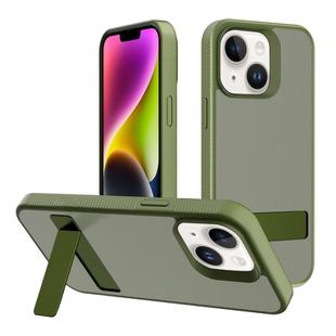 For iPhone 14 Kalebol Frosted Holder PC Hybrid TPU Phone Case(Deep Green)