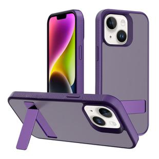 For iPhone 14 Kalebol Frosted Holder PC Hybrid TPU Phone Case(Dark Purple)