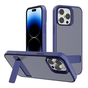 For iPhone 14 Pro Max Kalebol Frosted Holder PC Hybrid TPU Phone Case(Royal Blue)