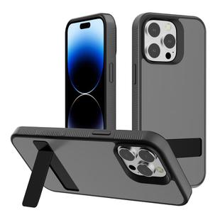 For iPhone 14 Pro Max Kalebol Frosted Holder PC Hybrid TPU Phone Case(Black)
