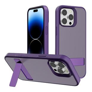 For iPhone 14 Pro Max Kalebol Frosted Holder PC Hybrid TPU Phone Case(Dark Purple)