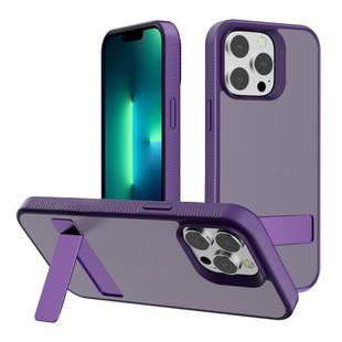For iPhone 13 Pro Kalebol Frosted Holder PC Hybrid TPU Phone Case(Dark Purple)