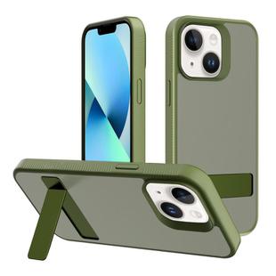 For iPhone 13 Kalebol Frosted Holder PC Hybrid TPU Phone Case(Deep Green)