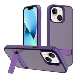 For iPhone 13 Kalebol Frosted Holder PC Hybrid TPU Phone Case(Dark Purple)