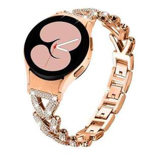 For Samsung Galaxy Watch FE/7/6/5/4 Classic 20mm xDfind Small Twist Diamond Metal Watch Band(Rose Gold)