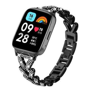 For Redmi Watch 3 Active / Watch 3 Lite 20mm xDfind Small Twist Diamond Metal Watch Band(Black)
