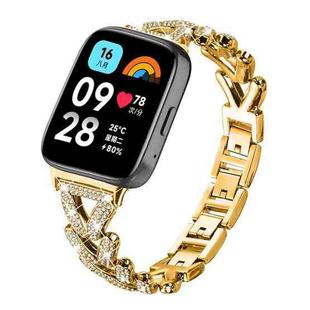 For Redmi Watch 3 Active / Watch 3 Lite 20mm xDfind Small Twist Diamond Metal Watch Band(Gold)