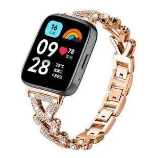 For Redmi Watch 3 Active / Watch 3 Lite 20mm xDfind Small Twist Diamond Metal Watch Band(Rose Gold)