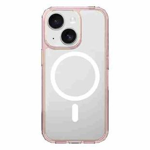 For iPhone 15 Plus Kalebol Clear MagSafe PC Hybrid TPU Shockproof Phone Case(Pink)