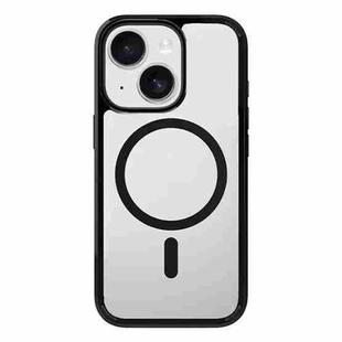 For iPhone 15 Plus Kalebol Clear MagSafe PC Hybrid TPU Shockproof Phone Case(Black)