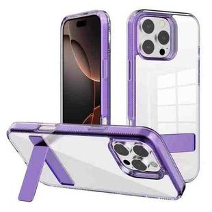 For iPhone 16 Pro Max Kalebol Holder Clear Acrylic Hybrid TPU Phone Case(Purple)