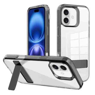 For iPhone 16 Kalebol Holder Clear Acrylic Hybrid TPU Phone Case(Black)