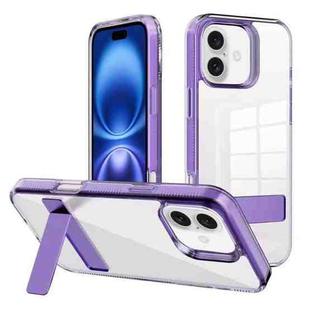 For iPhone 16 Kalebol Holder Clear Acrylic Hybrid TPU Phone Case(Purple)