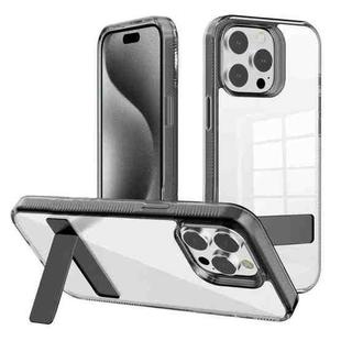 For iPhone 15 Pro Kalebol Holder Clear Acrylic Hybrid TPU Phone Case(Black)