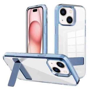 For iPhone 15 Plus Kalebol Holder Clear Acrylic Hybrid TPU Phone Case(Blue)