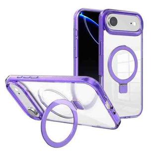 For iPhone 17 Air Kalebol MagSafe Holder Simple Clear TPU Phone Case(Purple)