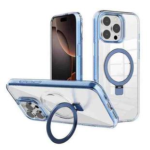 For iPhone 16 Pro Max Kalebol MagSafe Holder Simple Clear TPU Phone Case(Blue)