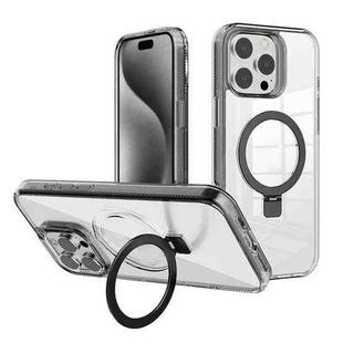 For iPhone 15 Pro Kalebol MagSafe Holder Simple Clear TPU Phone Case(Black)