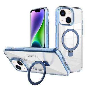 For iPhone 14 Kalebol MagSafe Holder Simple Clear TPU Phone Case(Blue)