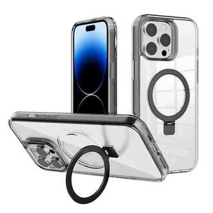 For iPhone 14 Pro Max Kalebol MagSafe Holder Simple Clear TPU Phone Case(Black)