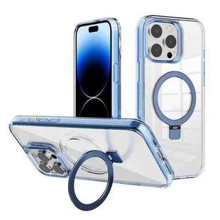 For iPhone 14 Pro Max Kalebol MagSafe Holder Simple Clear TPU Phone Case(Blue)