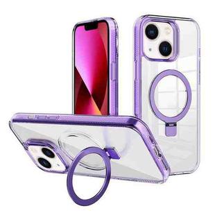 For iPhone 13 Kalebol MagSafe Holder Simple Clear TPU Phone Case(Purple)