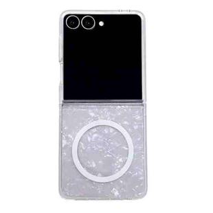 For Samsung Galaxy Z Flip7 5G Pearlescent Shell Texture MagSafe Phone Case(White)