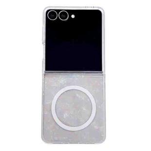 For Samsung Galaxy Z Flip7 5G Pearlescent Shell Texture MagSafe Phone Case(Beige)