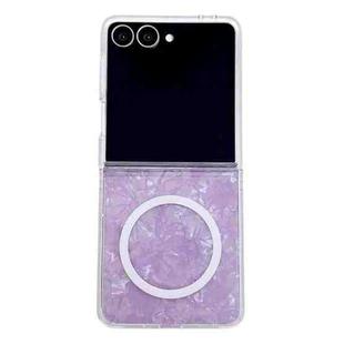 For Samsung Galaxy Z Flip7 5G Pearlescent Shell Texture MagSafe Phone Case(Purple)