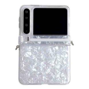 For Huawei Pura X Side Buckle Axis Pearlescent Shell Texture Phone Case(White)