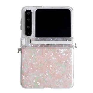 For Huawei Pura X Side Buckle Axis Pearlescent Shell Texture Phone Case(Pink Green)
