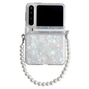 For Huawei Pura X Side Buckle Axis Pearlescent Shell Texture Phone Case with Bracelet(Beige)
