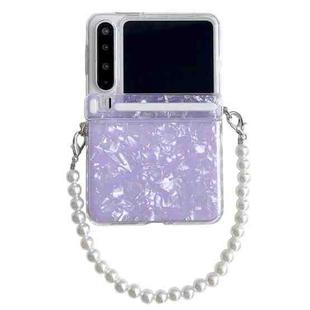 For Huawei Pura X Side Buckle Axis Pearlescent Shell Texture Phone Case with Bracelet(Purple)
