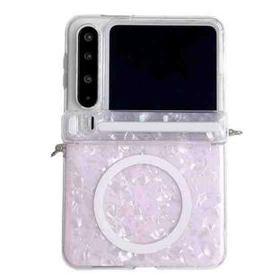 For Huawei Pura X Side Buckle Axis Pearlescent Shell Texture MagSafe Phone Case(Pink)