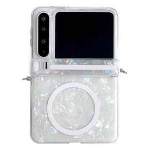 For Huawei Pura X Side Buckle Axis Pearlescent Shell Texture MagSafe Phone Case(Beige)