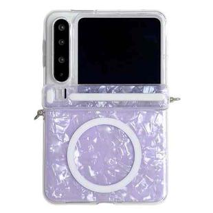 For Huawei Pura X Side Buckle Axis Pearlescent Shell Texture MagSafe Phone Case(Purple)
